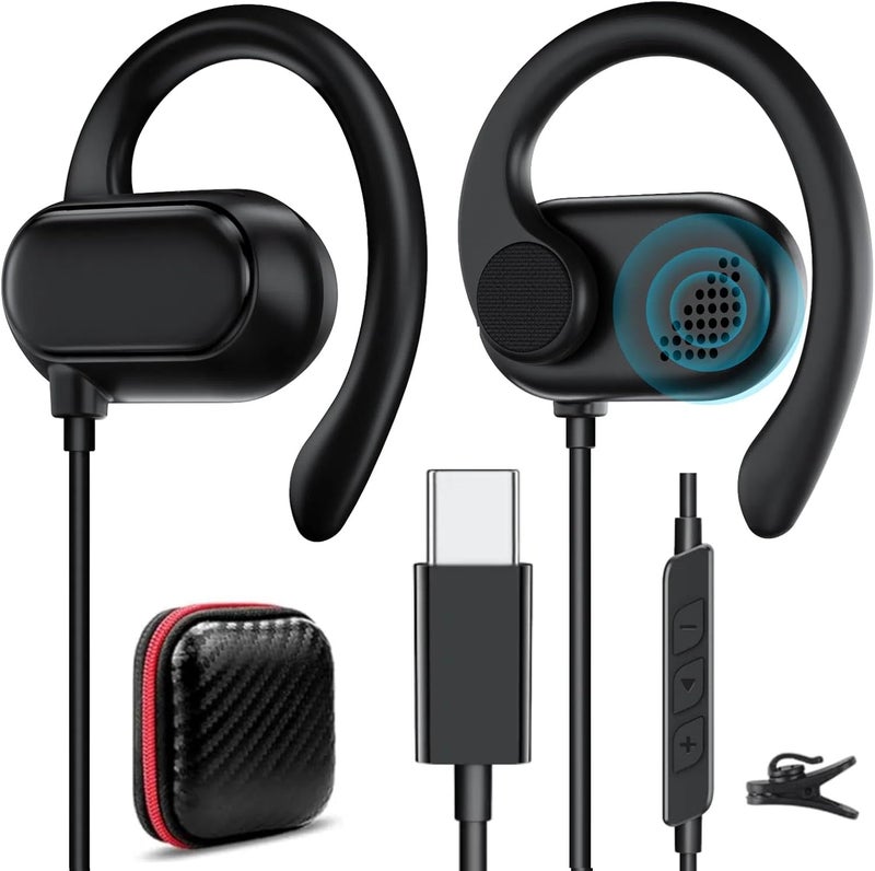 TOPAUX سماعات رأس USB Type C مفتوحة الأذن قابلة للتعديل مع خطاف فوق الأذن للأطفال سماعات سلكية للكمبيوتر المحمول لأجهزة iPhone 17 Pro Max 16 16e 15 Samsung A17 S25 S24 Flip Android لأجهزة iPad A16 Pixel 10 9a - Image 1